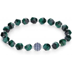 Kal-Femmes Bracelet En Perles Fait Main Bracelet Extensible En Pierre Naturelle 8mm Perles De Zircone Pavée Authentiques Diamant Bleu Boules De Platine 18k Cristaux - Neuf