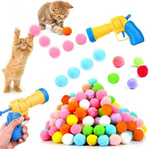Jouet Pour Chat Interactif Avec 2 Pièces Lanceur De Balles,100 Pièces Balles De Jouet Pour Chat Boules De Jouet Pour Animaux De Compagnie Interactive Training Jouets Pour Chat - Neuf