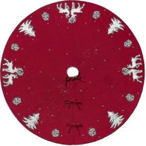 Jupe de sapin de No&euml;l tricot&eacute;e rouge rustique de 122 cm pour d&eacute;coration ext&eacute;rieure - Neuf