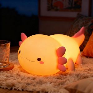 Axolotl Veilleuse B&eacute;b&eacute;, Veilleuse Enfant Silicone Doux, Luminosit&eacute; R&eacute;glable, Minuterie 20 Min, Id&eacute;ale Pour Chambre D'enfant - Cadeau Unique Et Jouet Adorable - Neuf