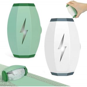 MEVRONISSHOP-Lot de 2 rouleaux anti-peluches r&eacute;utilisables, autocollants portables lavables, compacts et portables pour poils d'animaux, v&ecirc;tements, cheveux, poussi&egrave;re (vert + blanc) - Neuf