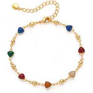 Eryi-Bracelet À Pendentifs De Coeur Pour Femmes, Bracelet De Perles Pour Femmes Simple Et Elégant, Bracelet Double Chaîne Bijoux De Mode Pour Fêtes Rendez-Vous Pour Filles - Neuf