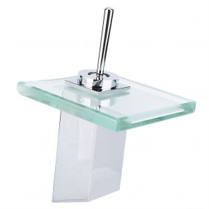 HJLIAN Robinet de salle de bain, lavabo, cascade d'eau chaude et froide, bec mitigeur en verre (G1/2"") - Neuf