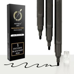 Feutre Acrylique Noir|Lot De 3 Feutres Noirs|Stylo Acrylique À Pointe 3mm|Pour Bois,Tissu,Verre,Pneu,Pierre - Neuf