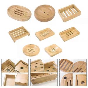 Boîte à savon en bois Porte-savon en bambou Porte-savon en bois de bain en bambou Porte-savon en bois Porte-savon en barre ovale pour la douche Salle de bain Outils de cuisine - Neuf