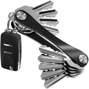 KAL-Porte-Clés Compact Et Organiseur De Trousseau À Clés (Jusqu'À 14 Clés, Noir) - Organisateur Range Clefs - Neuf