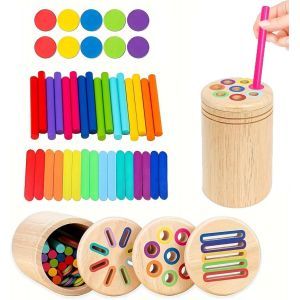 Jeux Montessori 1 2 3 Ans,3 en 1 Jouet en Bois Éducatif avec Activités de Tri Sensoriel,Chiffres et Couleurs Jeu de tri,Apprendre Les Couleurs Jeu Educatif 1 2 3 4 Ans avec Sac de Rangement - Neuf