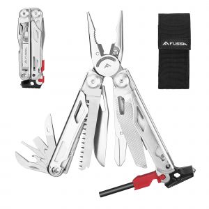 Pince Multifonction en Acier Inoxydable 19 en 1 FLISSA Couteau Multifonction avec Structure Autoverrouillee, Multitool Parfait pour Exterieur, Camping, Randonnee, Reparation Simple, Argent - Neuf
