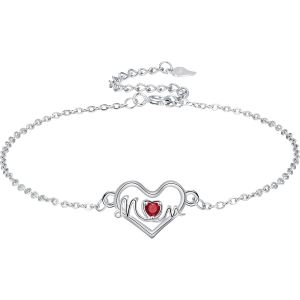 Eryi-Bracelet Argent Sterling 925 Maman, Bracelets Coeur Femmes Réglable, Bijoux Femme Cadeaux Noël Femme Anniversaire Fête Des Mères Cadeau Maman - Neuf