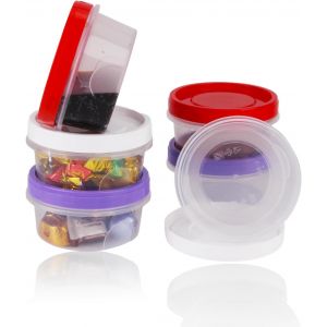 6 Pcs Boîtes Alimentaires Avec Couvercles 300ml Mini Boîte Alimentaire Plastique Conservation Petits Contenants Alimentaire Pour Congélateur Lave-Vaisselle Fruits Yaourts (Violet/Rouge/Blanc) - Neuf