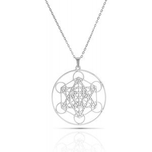Tianyi-Collier Cube De Metatron Pour Homme Et Femme - Archanges Sacrés - Roi Salomon - Collier En Acier Inoxydable - Pendentif Géométrique Creux - Amulette - Neuf