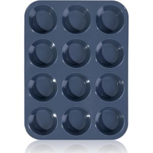 Jexnovashop-12 Grand Moule À Muffins En Silicone Plaque Anti-Adhésif Moule À Pâtisserie Pour Cupcakes, Brownies, Pudding 33 X 25 X 3 Cm (Gris) - Neuf