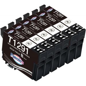 T1291 Lot de 6 Cartouches d'encre de Rechange pour Epson T1291 Noir Compatibles avec Epson Stylus SX435W SX235W SX420W SX230 SX425W SX440W SX445W Epson Stylus Office BX535wd - Neuf