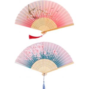 KALANKA-2 pcs ventilateurs à main,ventilateur à main pliable,ventilateur pliable en bambou,ventilateur à main chinois pour la décoration murale,les cadeaux,la décoration de mariage et de photographie - Neuf