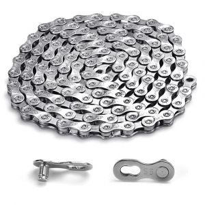 Vitesses Chaîne De Vélo 9 Vitesses En Métal Galvanisé Chaîne De Vélo Vtt 9 Vitesses 116 Maillons Chaîne Vtt Universel Avec Une Paire D'accessoires Pour Remplacement De La Chaîne Du Vélo Vtt - Neuf