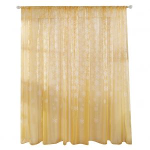 Hjlian Rideau De Fenetre Transparent Imprime Flocon De Neige, Panneaux Transparents En Voile Pour Chambre A Coucher, Salon, Jaune Dore - Neuf