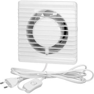 Extracteur d'Air 100 mm Ventilateur Extracteur d'Air Extracteur Salle de Bain Extracteur d'Air Silencieux Ventilation Salle de Bain Montage Mural Blanc (c&acirc;ble 1,3 m avec interrupteur).[I68] - Neuf