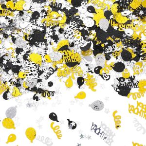 SJZG-Lot De 3 000 Confettis D'Anniversaire R&eacute;utilisables Noirs Et Dor&eacute;s Pour Ballons De Table, Rubans, G&acirc;teaux, Anniversaires, Loisirs Cr&eacute;atifs - Neuf