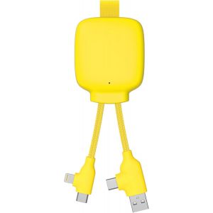 C&acirc;ble Multi-Connecteurs USB 4 en 1 - Chargeur Universel et Batterie Externe 3000 mAh en Plastique Recycl&eacute; Gamma Lite Jaune - Neuf