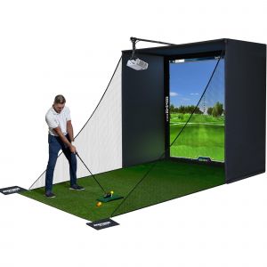 Anything Sports - Cage De Simulateur De Golf Avec &Eacute;cran D'Impact 4k Et Filet - Bo&icirc;tier Int&eacute;rieur Complet Avec Structure En M&eacute;tal - Pour D&eacute;butants Et Pros - 254 Cm &times; 254 Cm &times; 152,4 Cm - Neuf