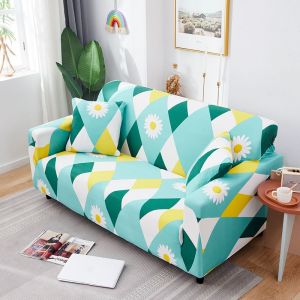 Étirer la housse du Canapé Imprimé Canapé Couvre Fauteuil de Housses pour Coussin de Canapé Canapés Élastique Universel Meubles Protecteur avec 2 Taies d'oreiller, Anti-Rayures - Neuf
