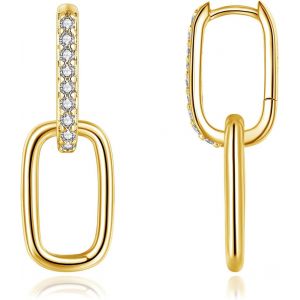 Kal-Boucles D'oreilles Créoles En Argent 925 Avec Pendentif Pour Femme - En Argent Sterling 925 - Ovales - Doubles - Hypoallergéniques - Pour Dormir - Boucles D'oreilles Géométriques - Boucles - Neuf