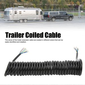 Extension de remorque Assemblage de ligne de câble enroulé 128ft 20AWG 7 fils Câble de remorque Spirale Ressort d'étirement Fil de connexion Fiche - Neuf