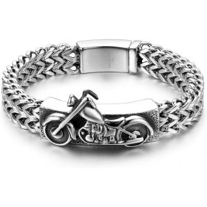 Eryi-- Bracelet Punk Chaîne Moto Avec Vélo Gants De Box Aigle Ave En Acier Inoxydable Style Gothique Classique Cadeau Pour Hommes - Neuf