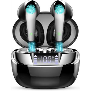 NAERYUTER-Ecouteurs Bluetooth Sans Fil,Ecouteurs Bluetooth 5.3 Avec 4 Enc Réduction Antibruit Mic,Casque Bluetoot H Hi-Fi Son Stéréo 48H Ecouteurs Sans Fil,Écran Led,Ip7 Étanche Oreillette Contrôle T - Neuf