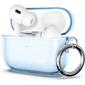 Coque AirPods Pro 2&egrave;me/1&egrave;re, Bo&icirc;tier &Eacute;tui Housse en TPU, Accessoires Antichoc avec Porte-cl&eacute;s et Compatible Charge sans Fil [LED Visible] Protection Case pour AirPods Pro (2022 & 2019), Bleu - Neuf