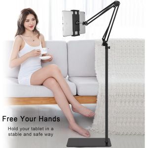 Support De Tablette Avec Double Base De Poids, Support De T&eacute;l&eacute;phone R&eacute;glable En Hauteur / Bras Extensible, Compatible Avec Iphone, Ipad, Galaxy Tab, Kindle Ou Autres T&eacute;l&eacute;phones De 11,4 &Agrave; 33 Cm - Neuf