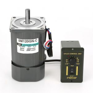 Moteur a engrenages asynchrone monophase AC220V 120W a vitesse reglable avec regulateur (2800 tr/min) - Neuf
