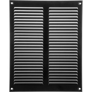 Grille d'aération noire de 200 mm x 250 mm - Grilles de reprise d'air en acier - pour plafond et mur latéral - Système CVC - Équipées de protection (20 x 25 cm) - Neuf