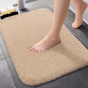 KAL-Tapis De Bain, Tapis De Salle De Bain Antidérapant 40 * 60Cm, Tapis De Bain Extra Absorbant D'Eau Lavable En Machine, Tapis De Salle De Bain En Microfibre Doux Et Moelleux - Beige - Neuf