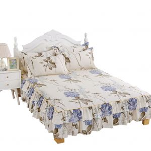 Hjlian Parure De Lit 3 Pieces Avec Jupe De Lit Plissee Et Volantee, Drap, Taies D'oreiller Et Housse De Couette Respirante (Lit De 1,5 M) - Neuf