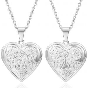 Kal-2 Pièces Collier Avec Médaillon Pour Photos Collier En Acier Inoxydable Avec Pendentif Colliers À Chaîne Avec Image Pour Femmes - Neuf
