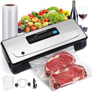 LETNERNY-Machine Sous Vide Alimentaire, Appareil M Sous Vide La Cuisine Et La Conservation, Coupeur Intégré, Secs Et Humides - Y Compris Sacs Et Rouleau Sous Vide Pour Aliments, Soudeuse, Ink-Vs02 - Neuf