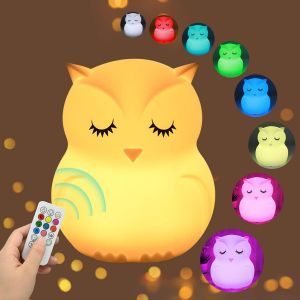 Veilleuse Mignonne En Forme De Hibou Pour Enfants, 9 Couleurs, Veilleuse Rechargeable Par Usb, Veilleuse Pour Enfants, Veilleuse Pour Chambre À Coucher, Lampe De Chevet Avec Télécommande - Neuf