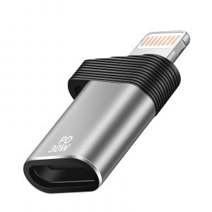 Adaptateur USB-C vers Lightning Charge Rapide 30W PD et Transfert 480Mbps LinQ Argent - Neuf
