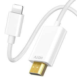 VornixorSarlshop-Cable HDMI iPhone vers TV, Adaptateur Lightning Hdmi 1080P HD, Lightning HDMI Cable 2 M pour iPhone 14 13 12 11,Sortie TV Youtube,Plug and Play - Neuf