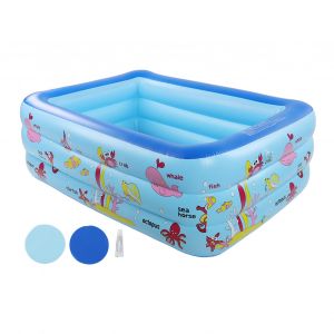 HJLIAN Piscine gonflable pour enfants, piscine familiale gonflable, salon, dessin anime, jouets de jeu en plein air, maison, bleu, 3 couches - Neuf