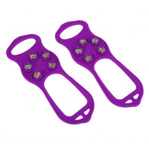 1 Paire De Crampons Antiderapants Noirs A 5 Dents Pour Chaussures A Glace, Pour Randonnee Et Escalade - Neuf