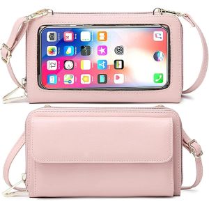Sacoche en cuir pour téléphone portable, porte-cartes, portefeuille pour femme, blocage RFID, pochette pour téléphone à écran tactile, sac à bandoulière, sac à bandoulière pour voyage et shopping - Neuf
