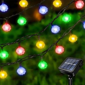 KAL-Guirlande Lumineuse Solaire De Noël 12 M 100 Leds Lumières De Noël, Étanche Guirlande Lumineuse De Pissenlit, Chuzzle Guirlandes Lumineuses Pour Maison Jardin Noël Fête Décor - Neuf