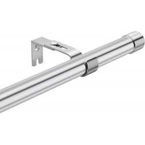 Barre À Rideaux Argentée Extensible 76cm-Tringle Réglable En Acier Inoxydable Avec Disques,Supports Et Embouts Pour Chambre À Coucher,Salon - Neuf