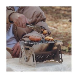 Portable En Acier Inoxydable Camping Stove Ultralight Backpacking Stove Charcoal Barbecue Grill Wood Bu - Neuf