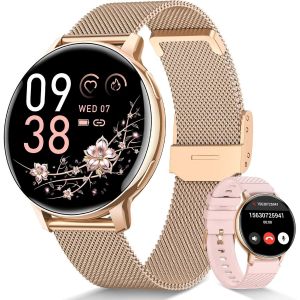 Montre Connect&eacute;e Femme Avec Appel, 1.39"" Hd Smartwatch Avec 120+ Modes Sport, 24H Fr&eacute;quence Cardiaque, Sant&eacute; Au F&eacute;minin, Sommeil, Spo2, Podom&egrave;tre, Calories Ip68 Montre Femme Pour Android Ios Or - Neuf