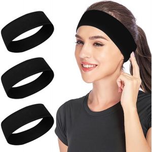3pcs Bandeau Cheveux Femme Homme Antid&eacute;rapant - Bandeaux &Eacute;lastiques Sportifs Pour Yoga, Running, Fitness, Cyclisme(Noir) - Neuf