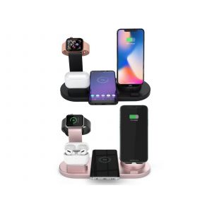 Station de recharge sans fil 3 en 1 pour iPhone, Apple Watch et AirPods - Noir/Or rose - Neuf