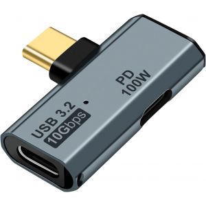 KALANKA-Adaptateur USB C OTG, Type C 100W Chargement PD S&eacute;parateur USB C vers Type-C Double pour iPhone 15 Pro Max, Google TV Chromecast 2020, MacBook, Samsung Galaxy S22/S23(Gris) - Neuf